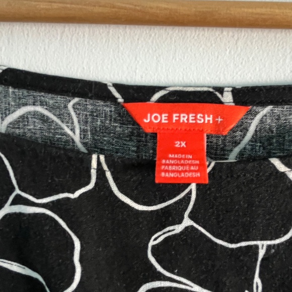 Joe Fresh Linen Blend Dress, Black with White Floral Print, 2X - Picture 8 of 10